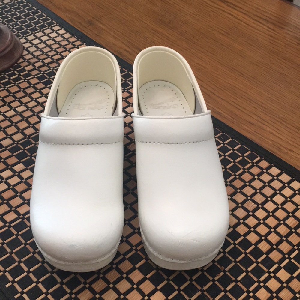Dansko professional white nursing shoes.